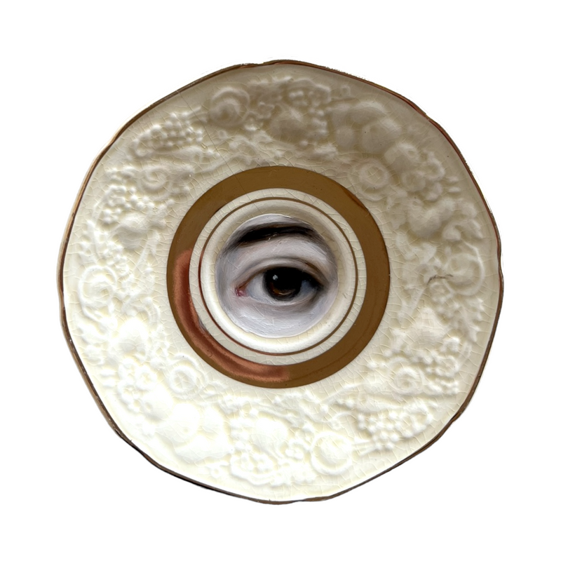 New! - Lover's Eye Painting on a "Florentine" Cream Relief Plate