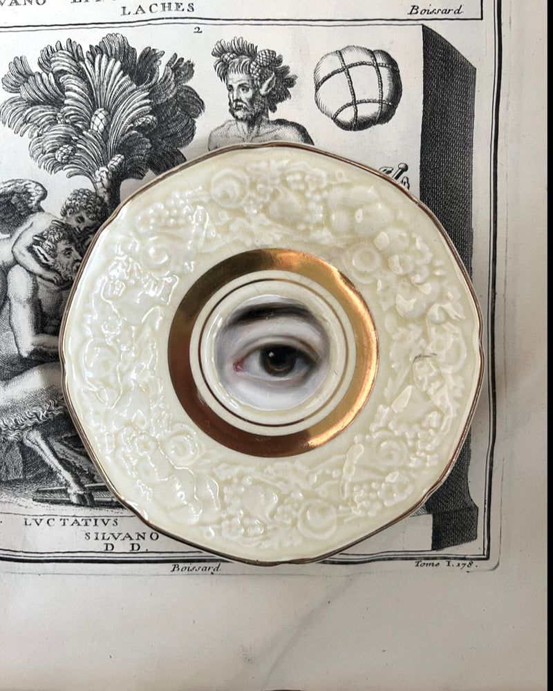 New! - Lover's Eye Painting on a "Florentine" Cream Relief Plate