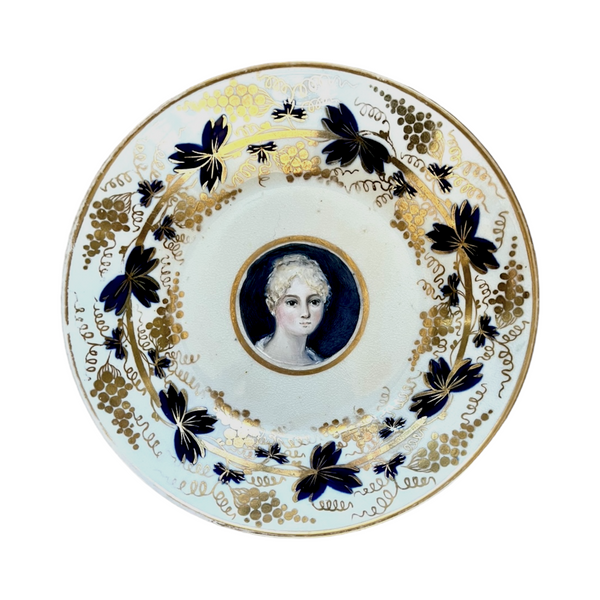Miniature Portrait Plate: "Gwendolyn Drank Three Cups of Wine Punch, Danced the Waltz Twice, Kissed the Boy Once, and Repented the Next Morning"