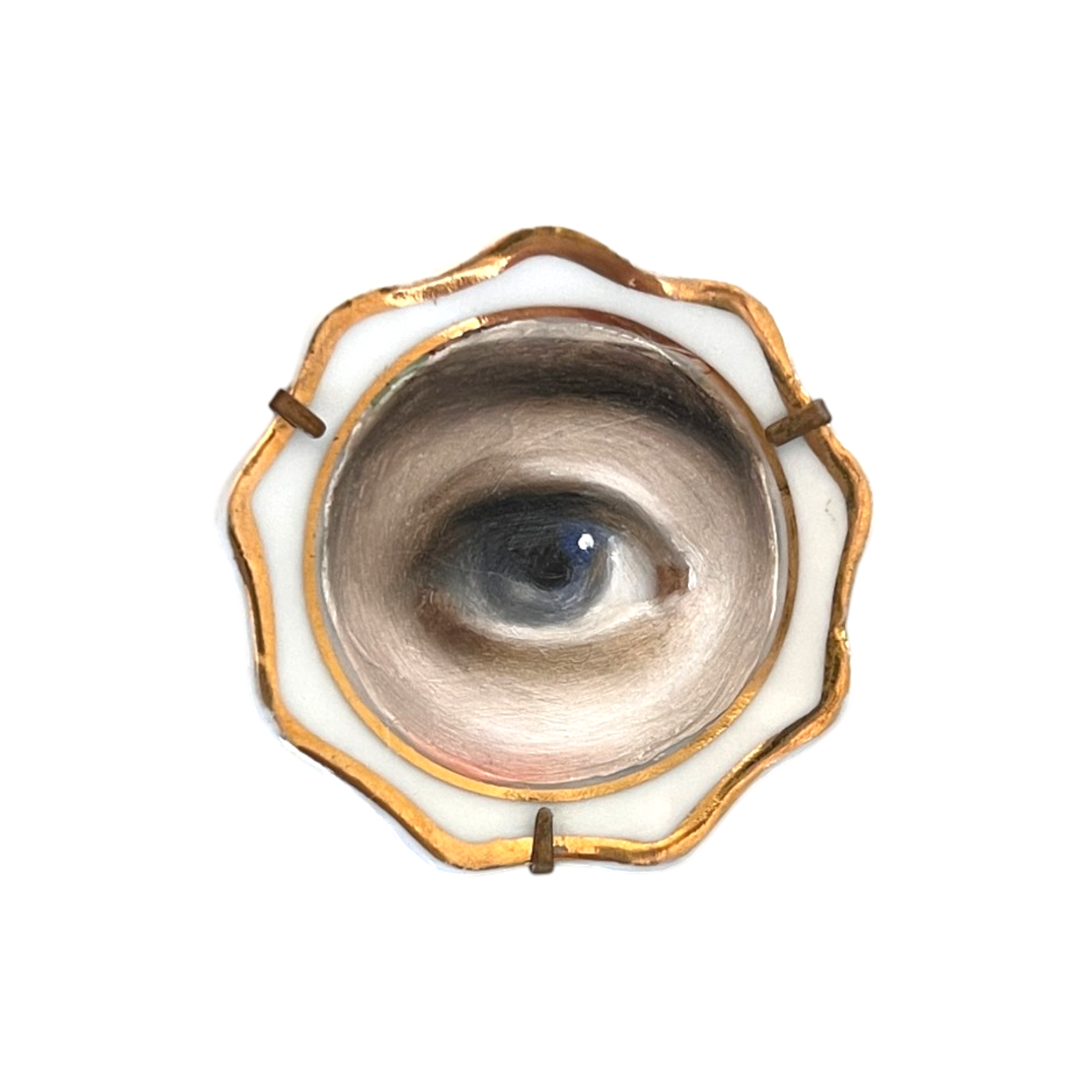 No. 3631 Miniature Lover's Eye Limoges Plate Brooch