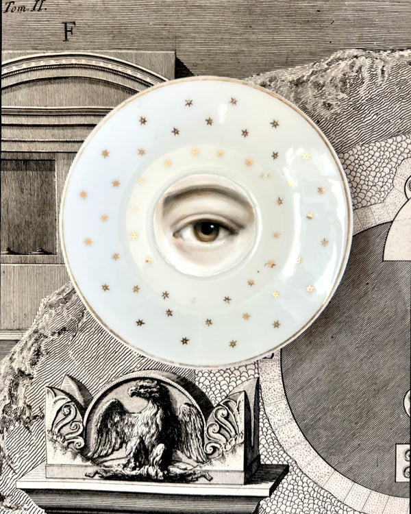 New! - Lover's Eye Painting on a Plate with Gilt Stars
