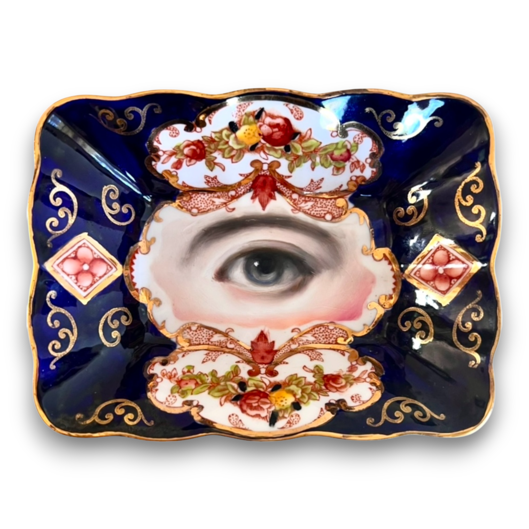 No. 2672 Lover's Eye Painting on an English Royal Albert Dish