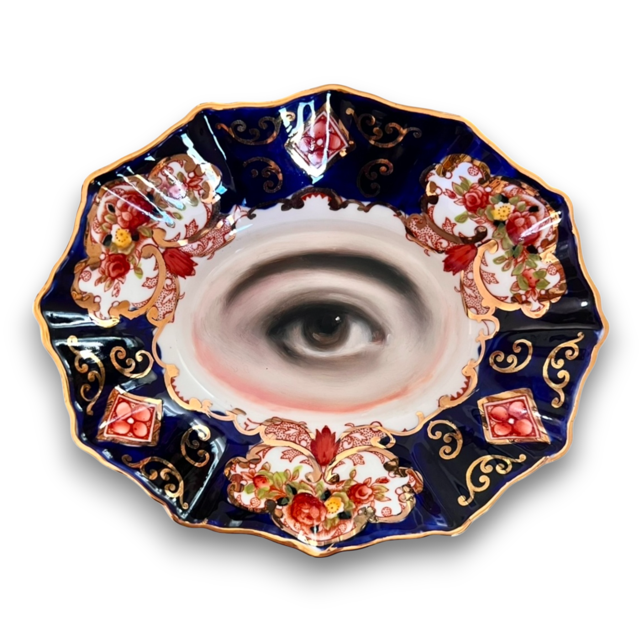 No. 2673 Lover's Eye Painting on an English Royal Albert Dish
