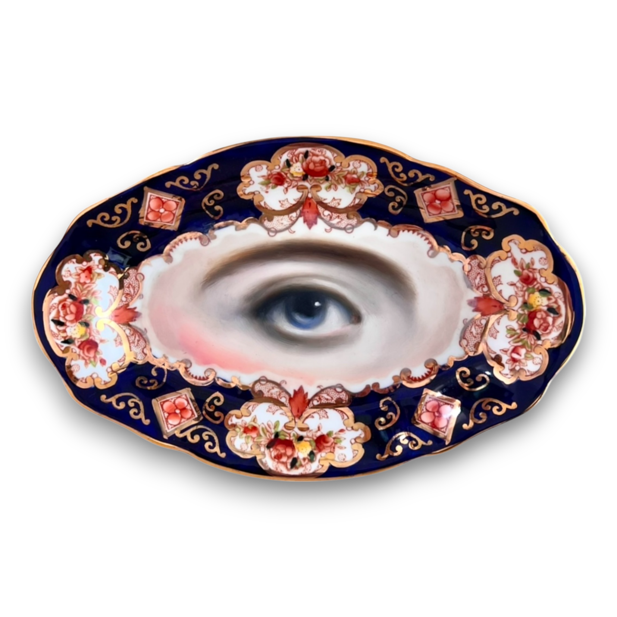 No. 2674 Lover's Eye Painting on an English Royal Albert Dish