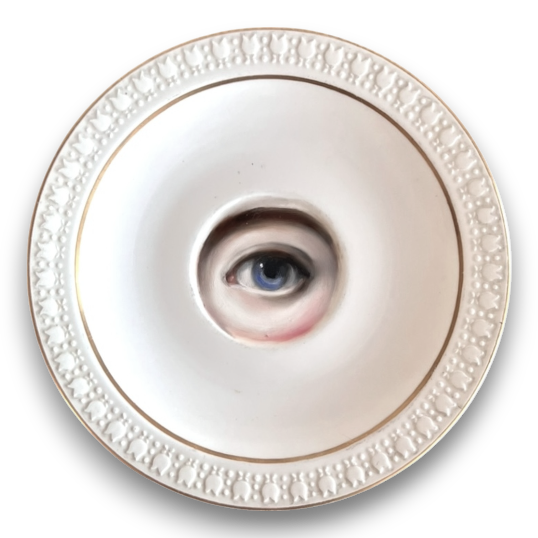 No. 2697 Lover's Eye Painting on a White Tulip Plate