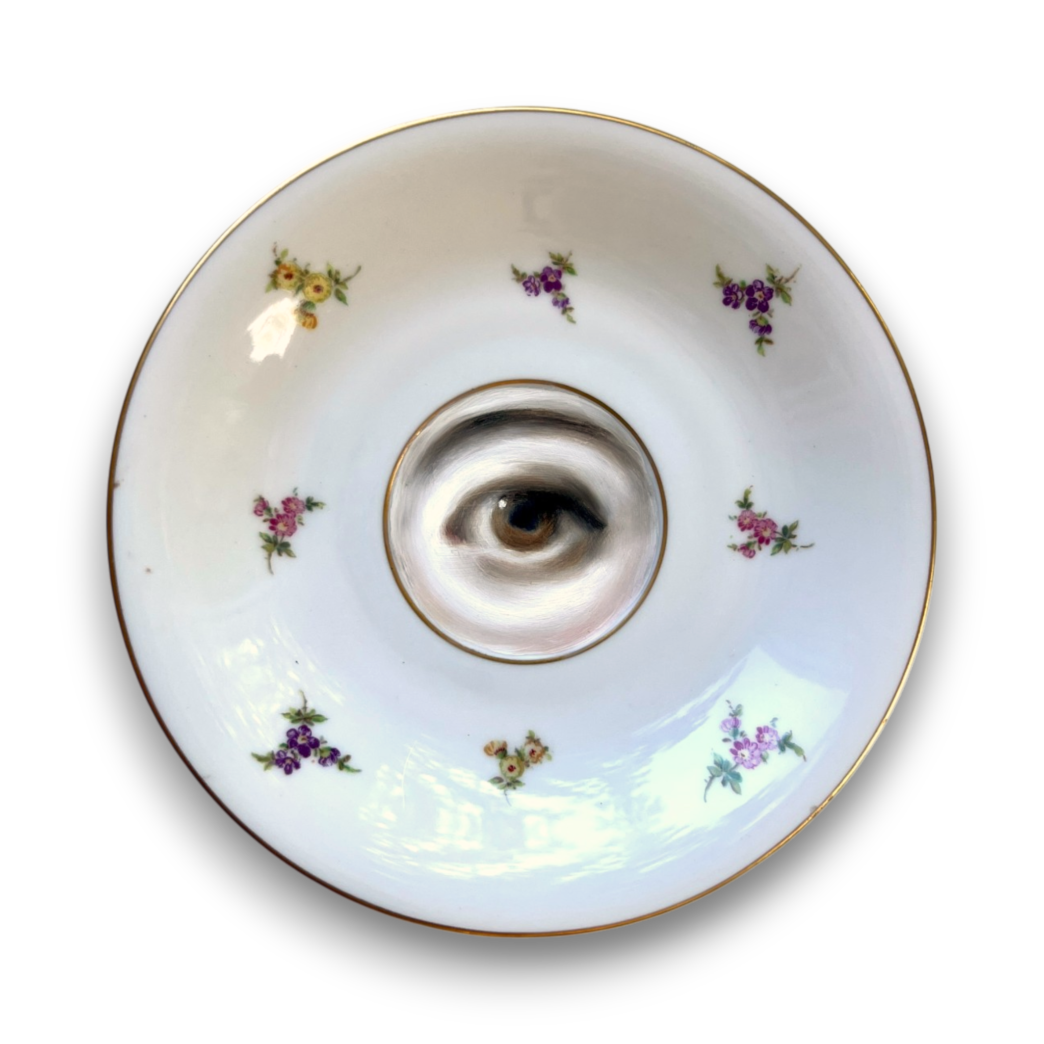 No. 3635 Lover's Eye Painting on a Floral Rosenthal Plate
