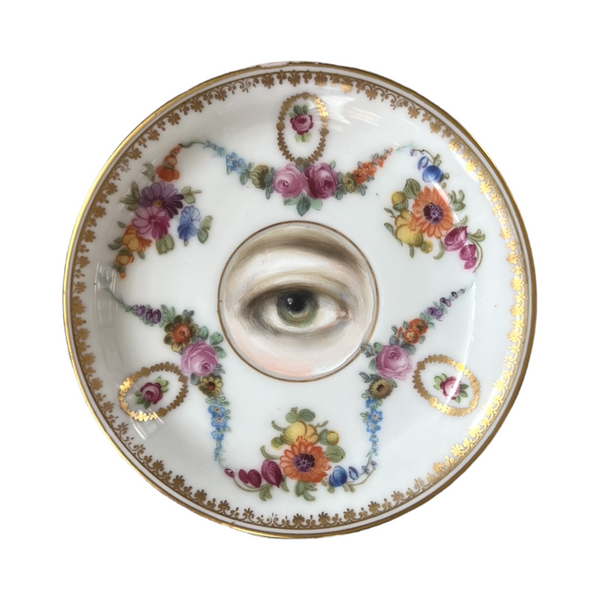 New! - Lover's Eye Painting on a Schumann Floral Plate