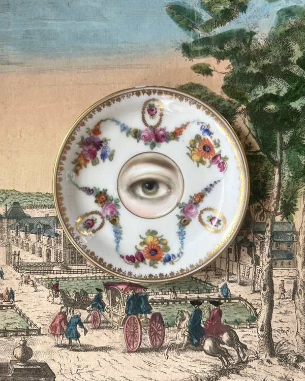 New! - Lover's Eye Painting on a Schumann Floral Plate