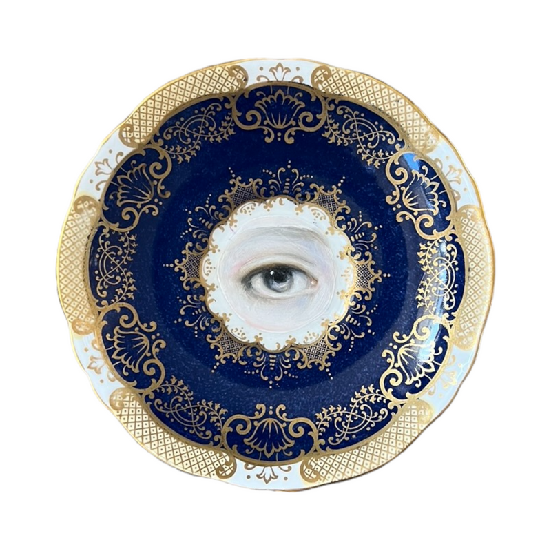New! - Lover's Eye Painting on an English Staffordshire Plate