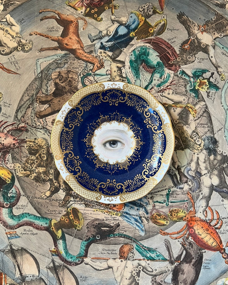 New! - Lover's Eye Painting on an English Staffordshire Plate