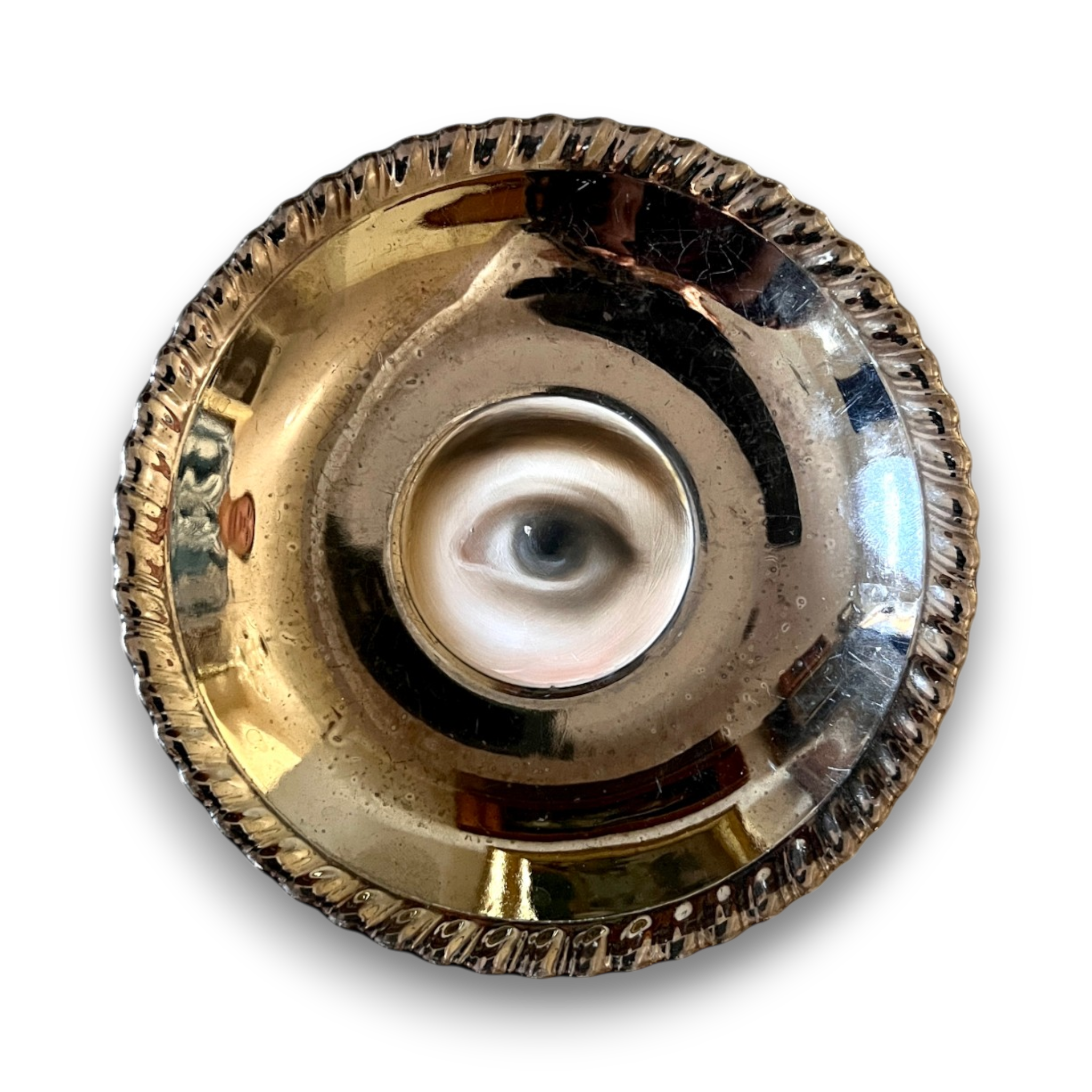 No. 3658 Lover's Eye Painting on an English Silver Luster Plate