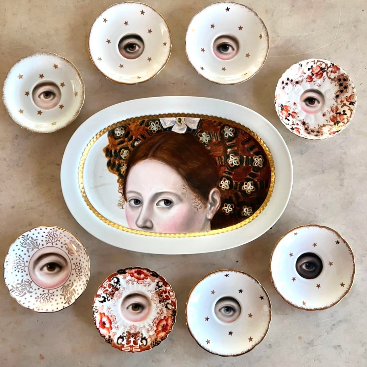 No. 2738 Lover's Eye Painting on an English Imari Plate