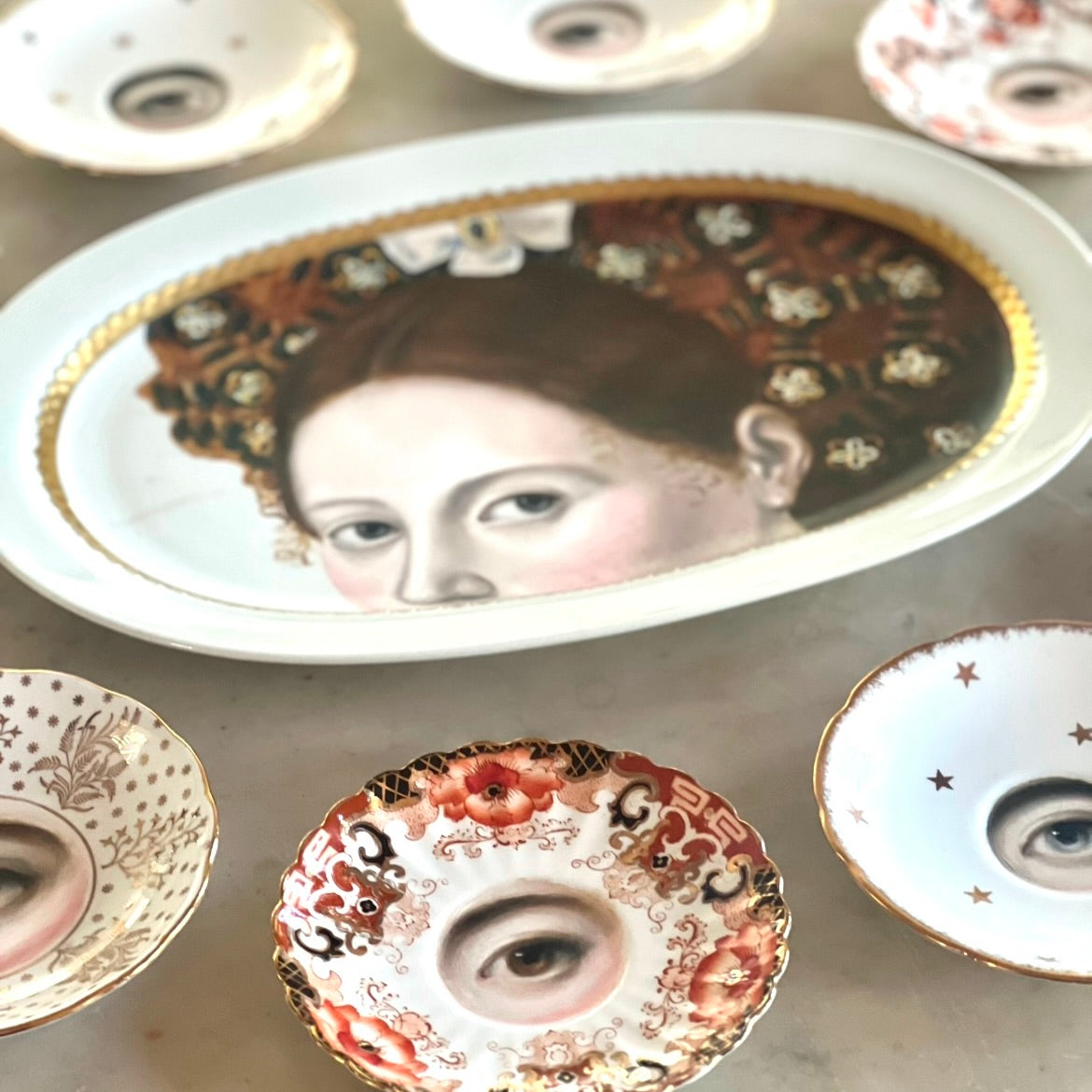 No. 2738 Lover's Eye Painting on an English Imari Plate