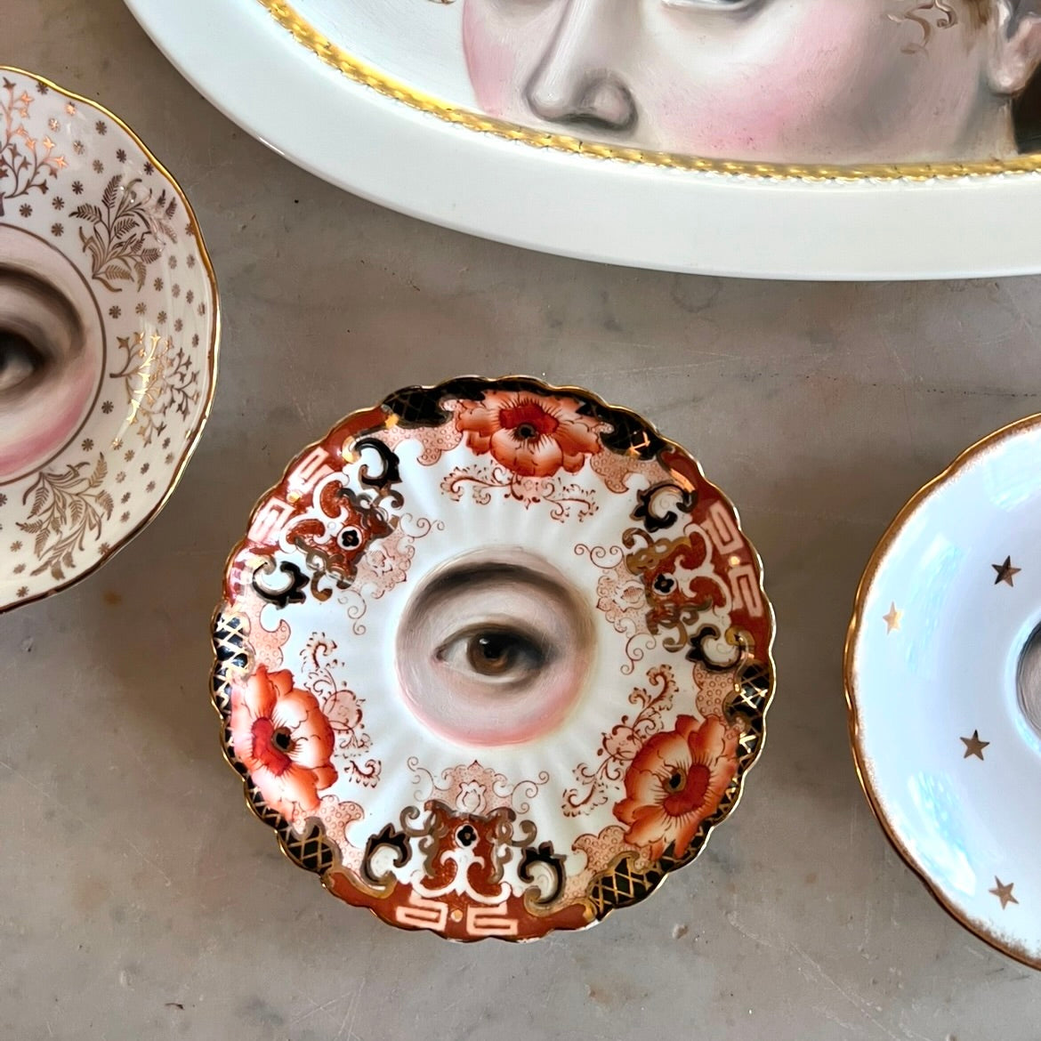 No. 2738 Lover's Eye Painting on an English Imari Plate