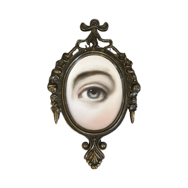 New! - Lover's Eye Painting in an Oval Italian Metal Frame