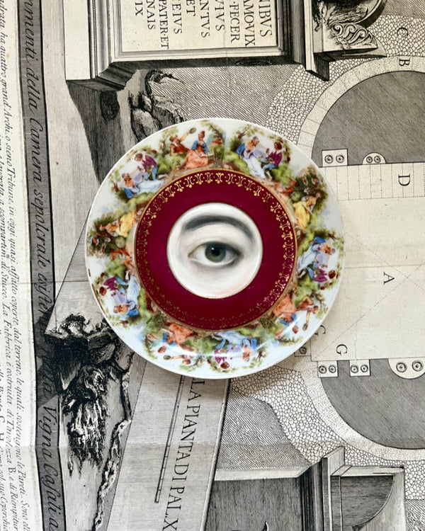 Reserved - Lover's Eye Painting on a Pastoral Courtly Scene Plate