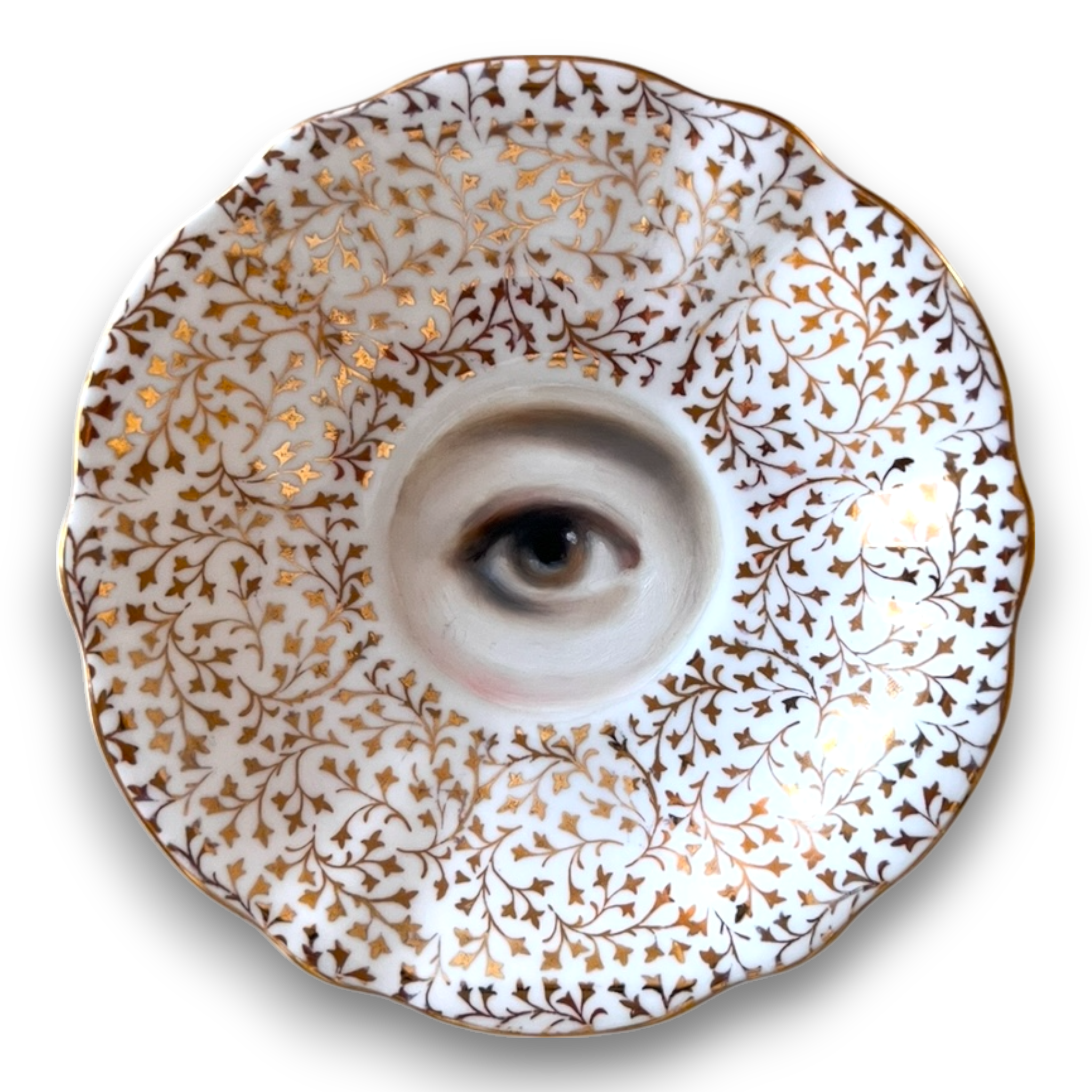 No. 2766 Lover's Eye Painting on an English Gold Botanical Plate