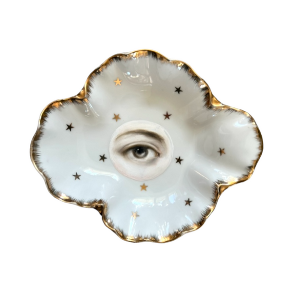 New! - Lover's Eye Painting on a Cloud-Shaped Plate with Gilt Stars