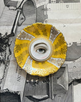 New! - Lover's Eye Painting on a Yellow and Gold Plate
