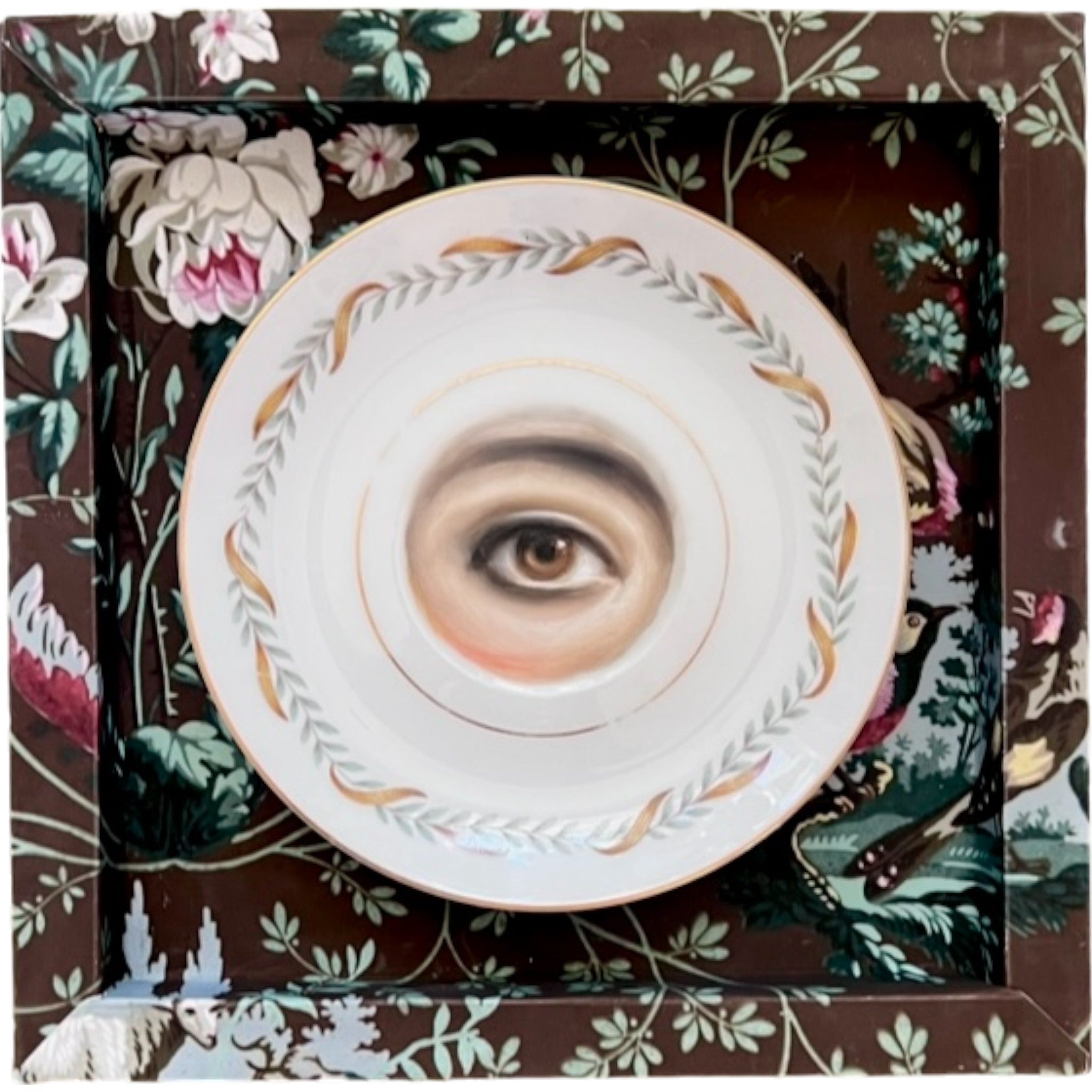 No. 2190 Lover's Eye Painting on a Foliate Wreath Plate