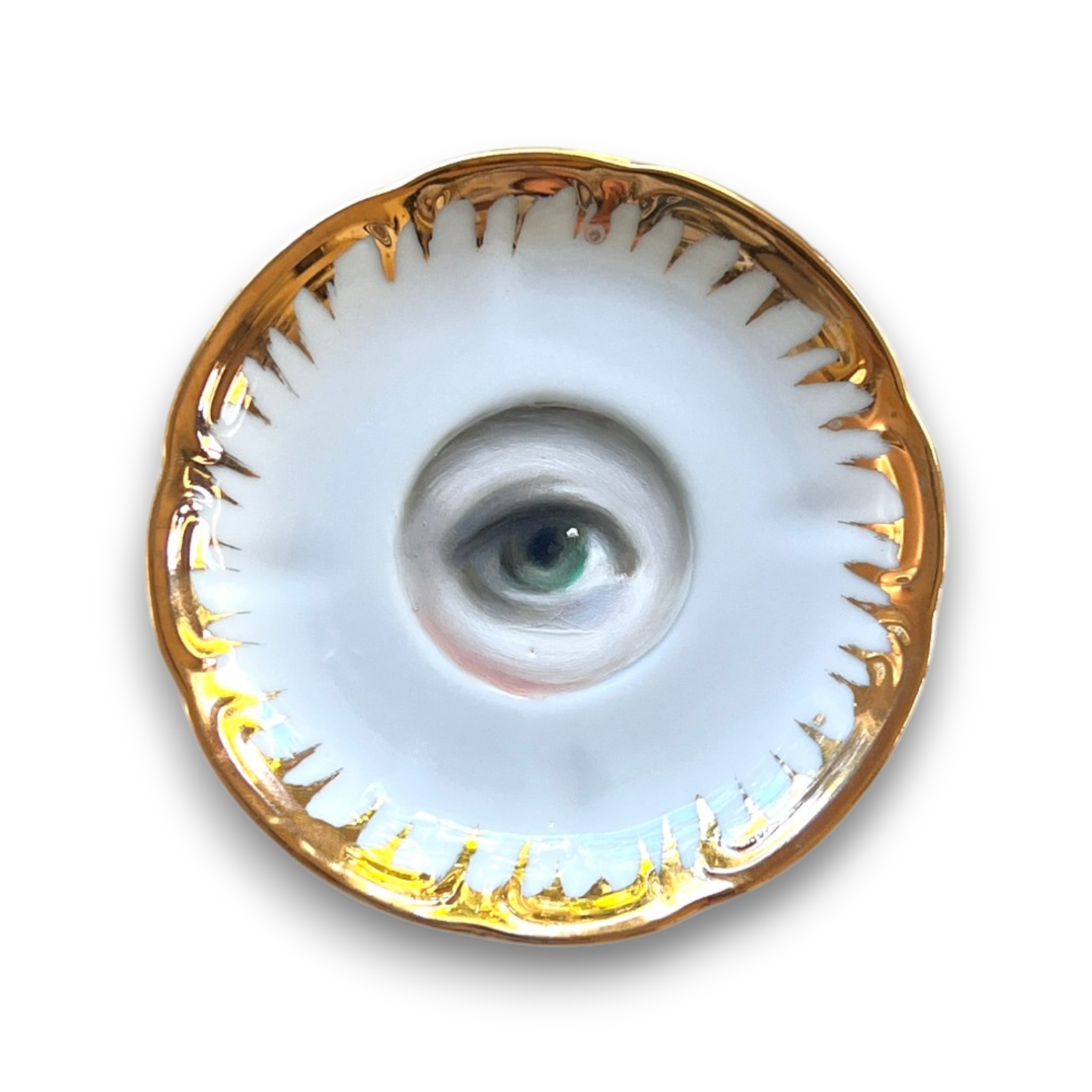 No. 3680 Lover's Eye Painting on an Italian Gilt-Bordered Plate