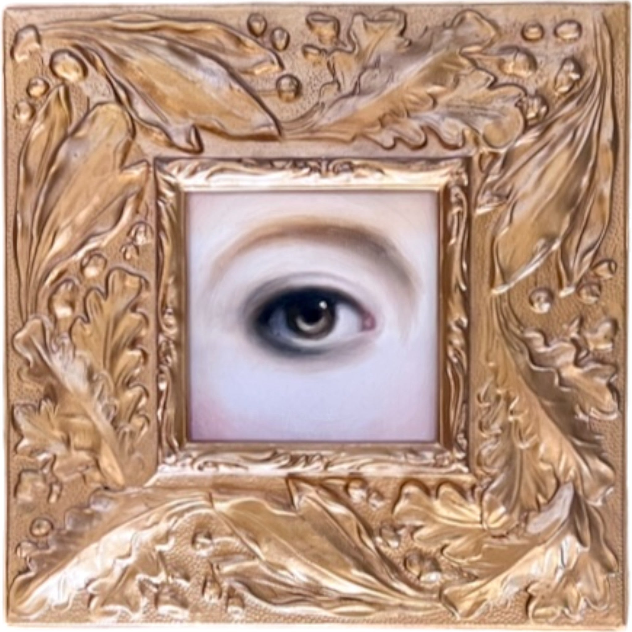 No. 2206 Lover's Eye Painting in a Gold Oak and Laurel Leaf Frame