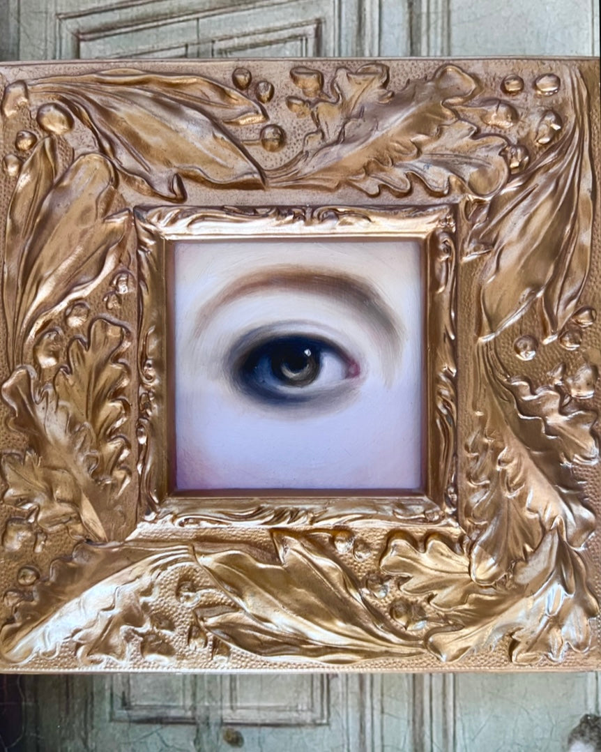 No. 2206 Lover's Eye Painting in a Gold Oak and Laurel Leaf Frame