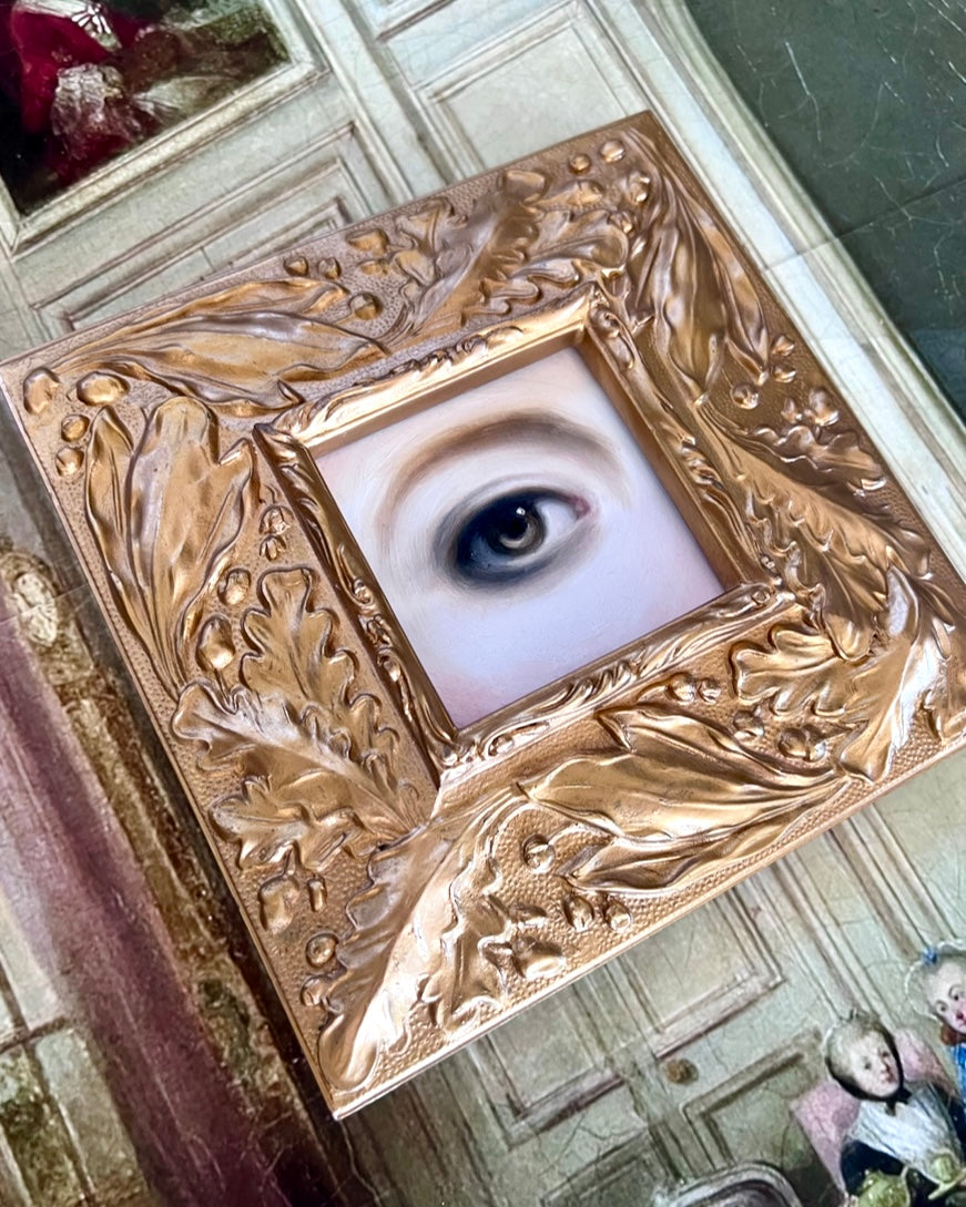 No. 2206 Lover's Eye Painting in a Gold Oak and Laurel Leaf Frame