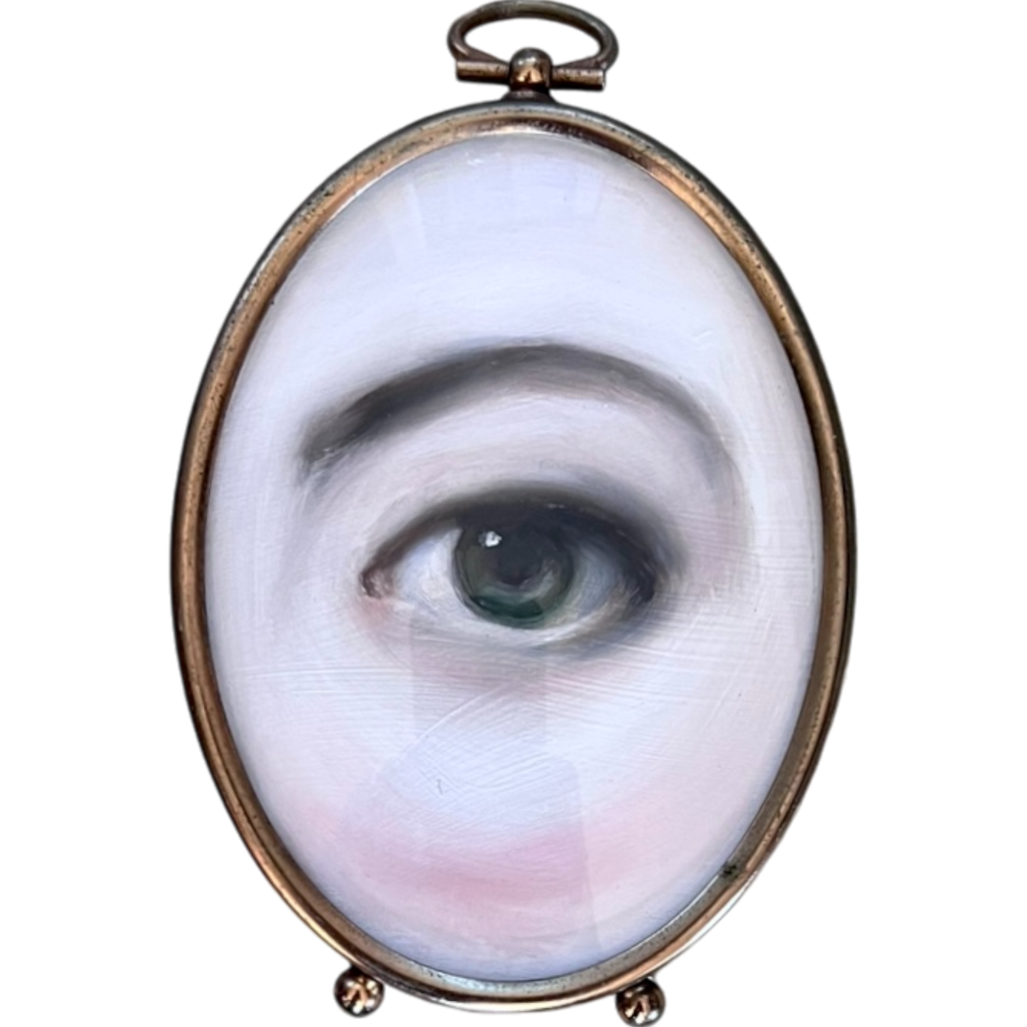 No. 2209 Lover's Eye Painting in an Antique Oval Frame with Bubble Glass