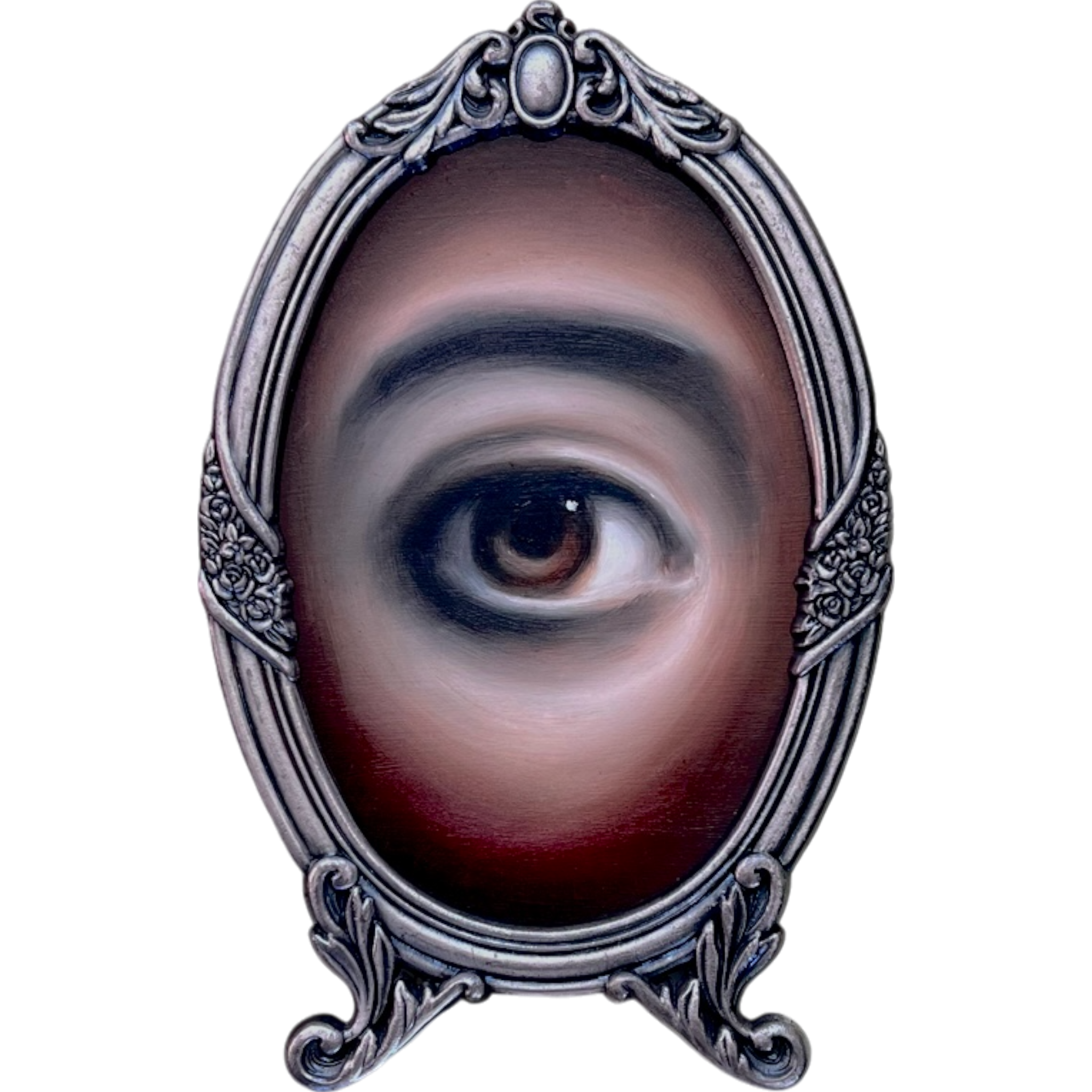 No. 2211 Lover's Eye Painting in a Vintage Silver Metal Frame