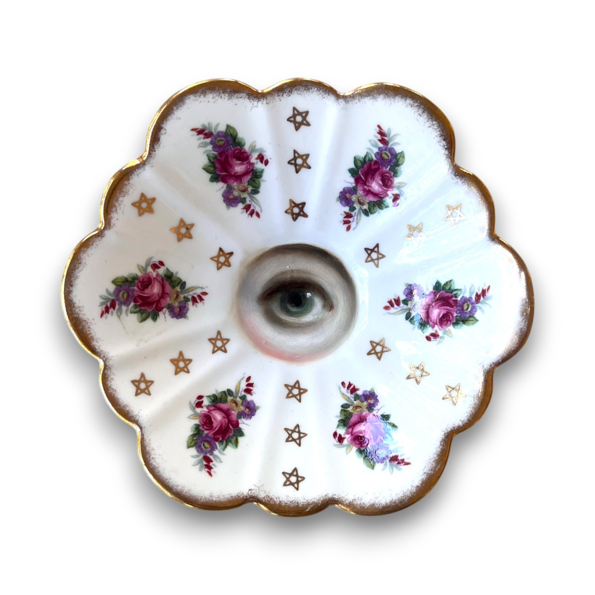 No. 3696 Lover's Eye Painting on a Plate with Stars & Roses