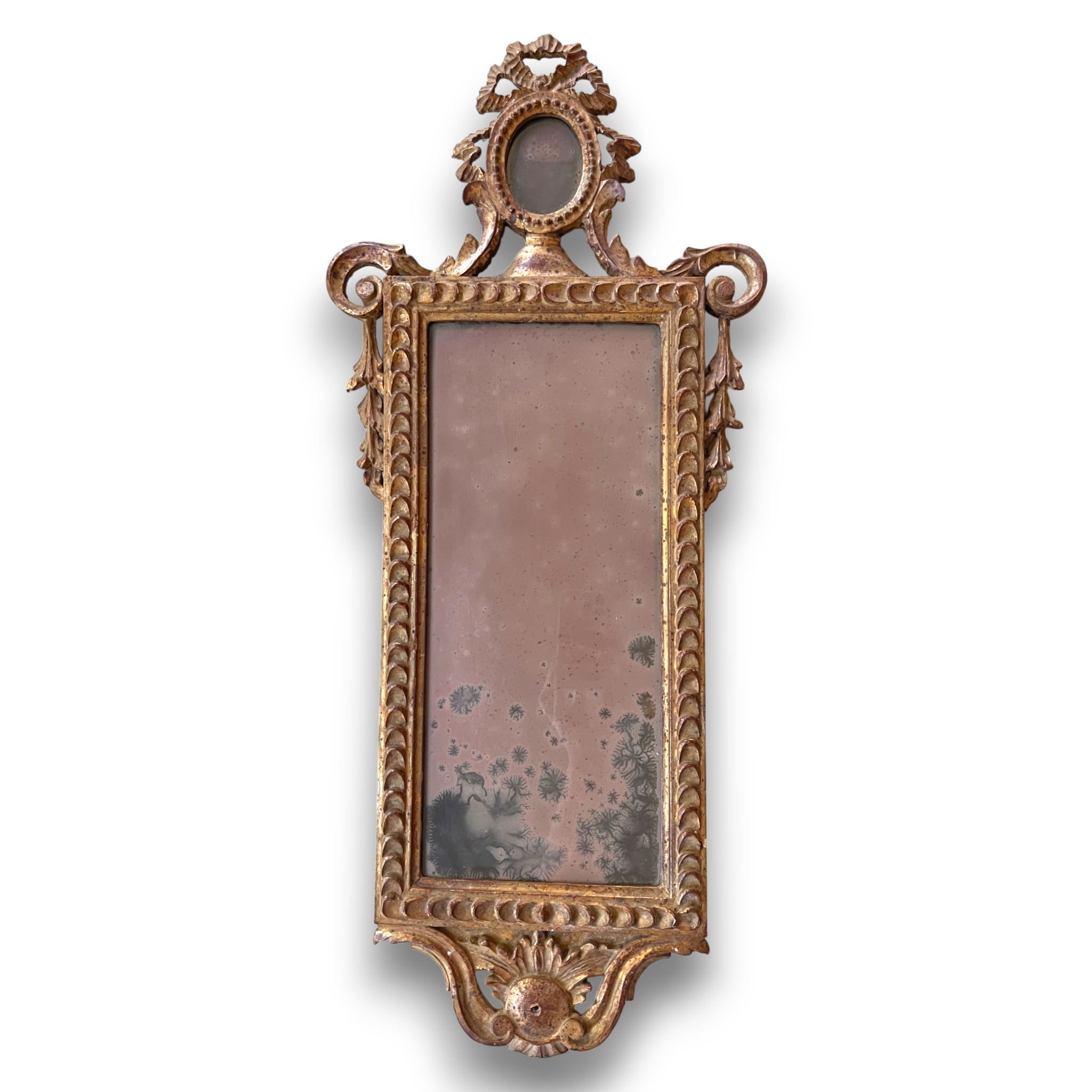 Pair of Custom Lover's Eye Paintings in Late 18th-Century Northern Italian Giltwood Mirrors