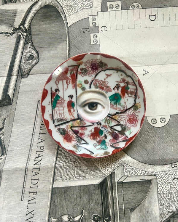 New! - Lover's Eye Painting on a Japanese Geisha Ware Plate