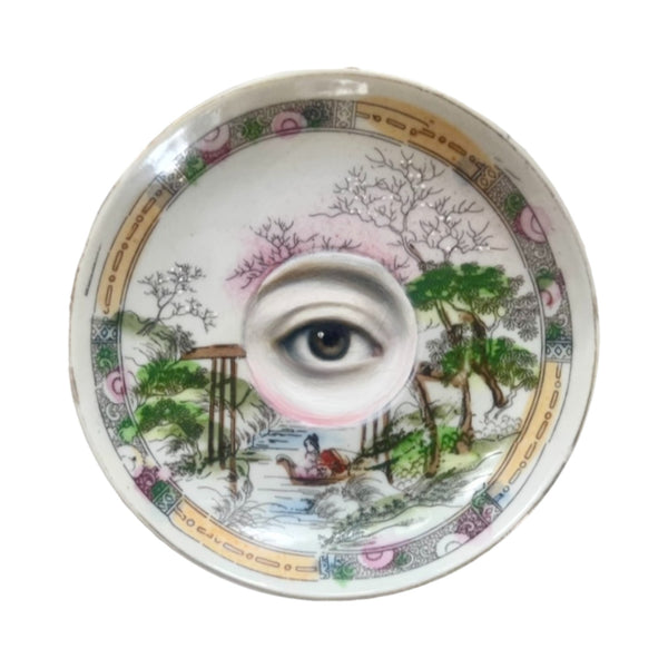 New! - Lover's Eye Painting on a Pastel Chinoiserie Plate