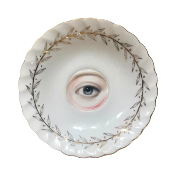 New! - Lover's Eye Painting on a Golden Laurel Plate