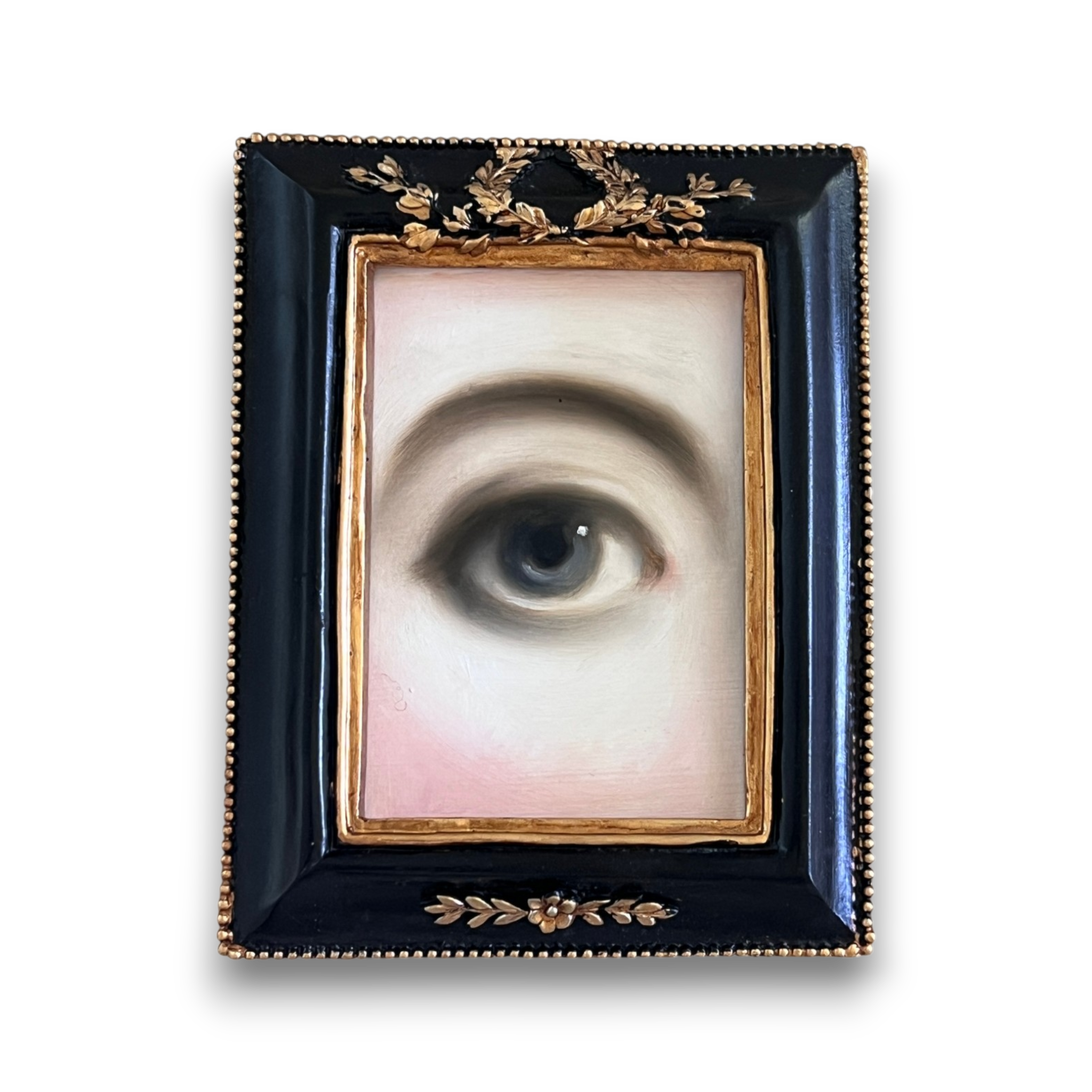 No. 3719 Lover's Eye Painting in a Black & Gold Neoclassical Frame