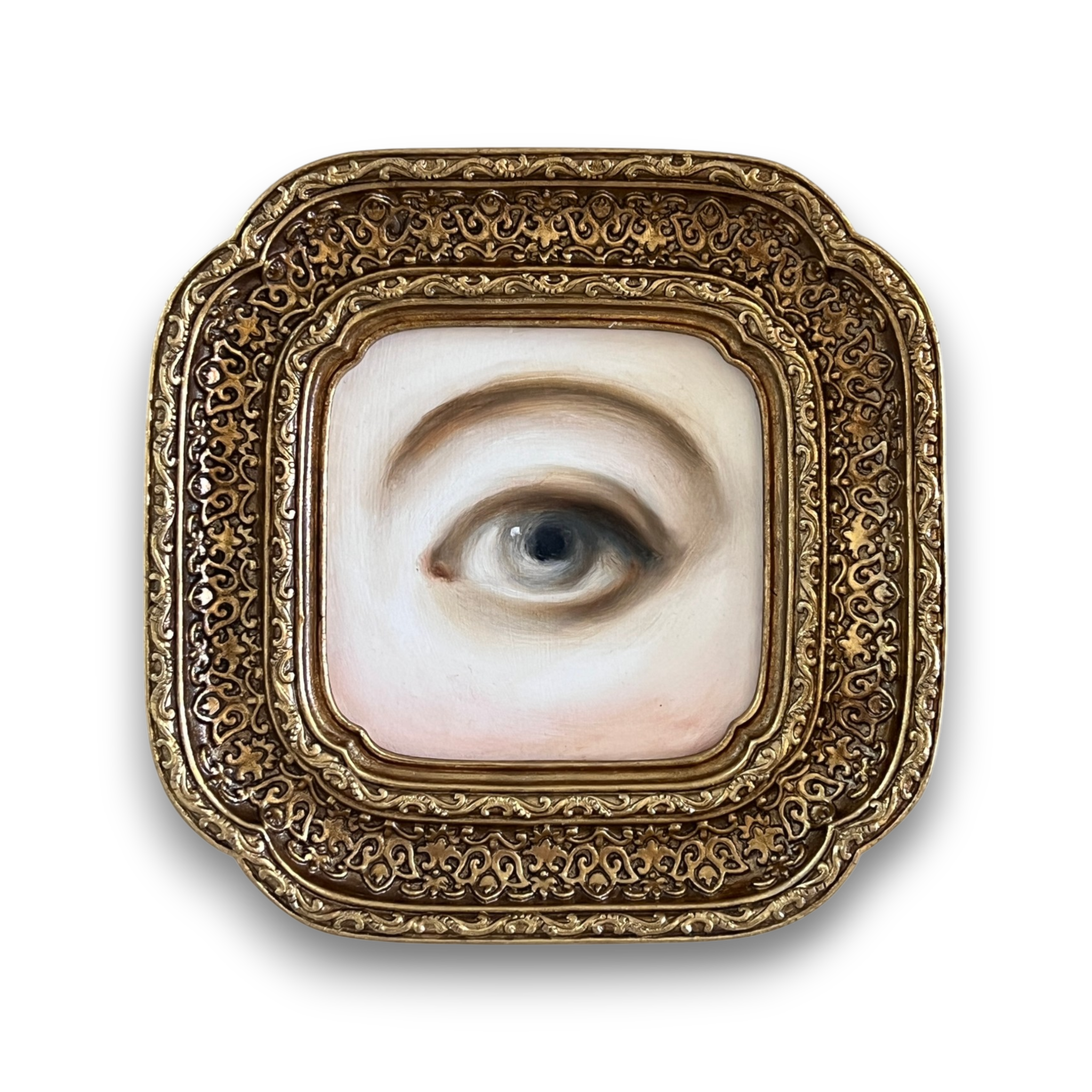 No. 3705 Lover's Eye Painting in a Gold Filigree Relief Frame