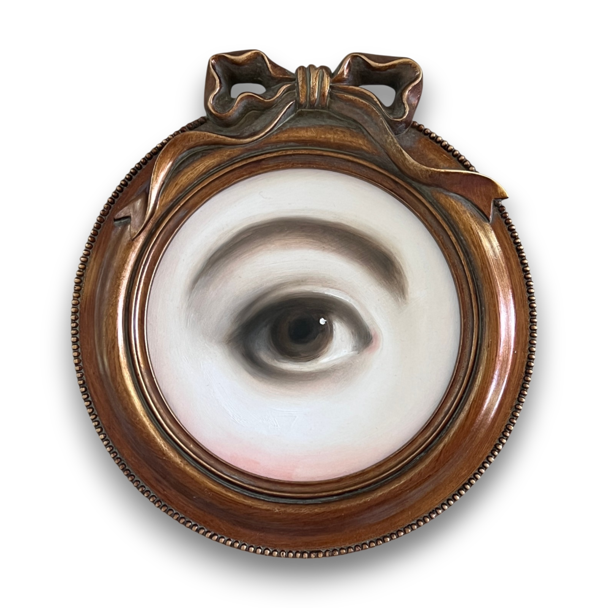 No. 3709 Lover's Eye Painting in a Gold Bow Frame