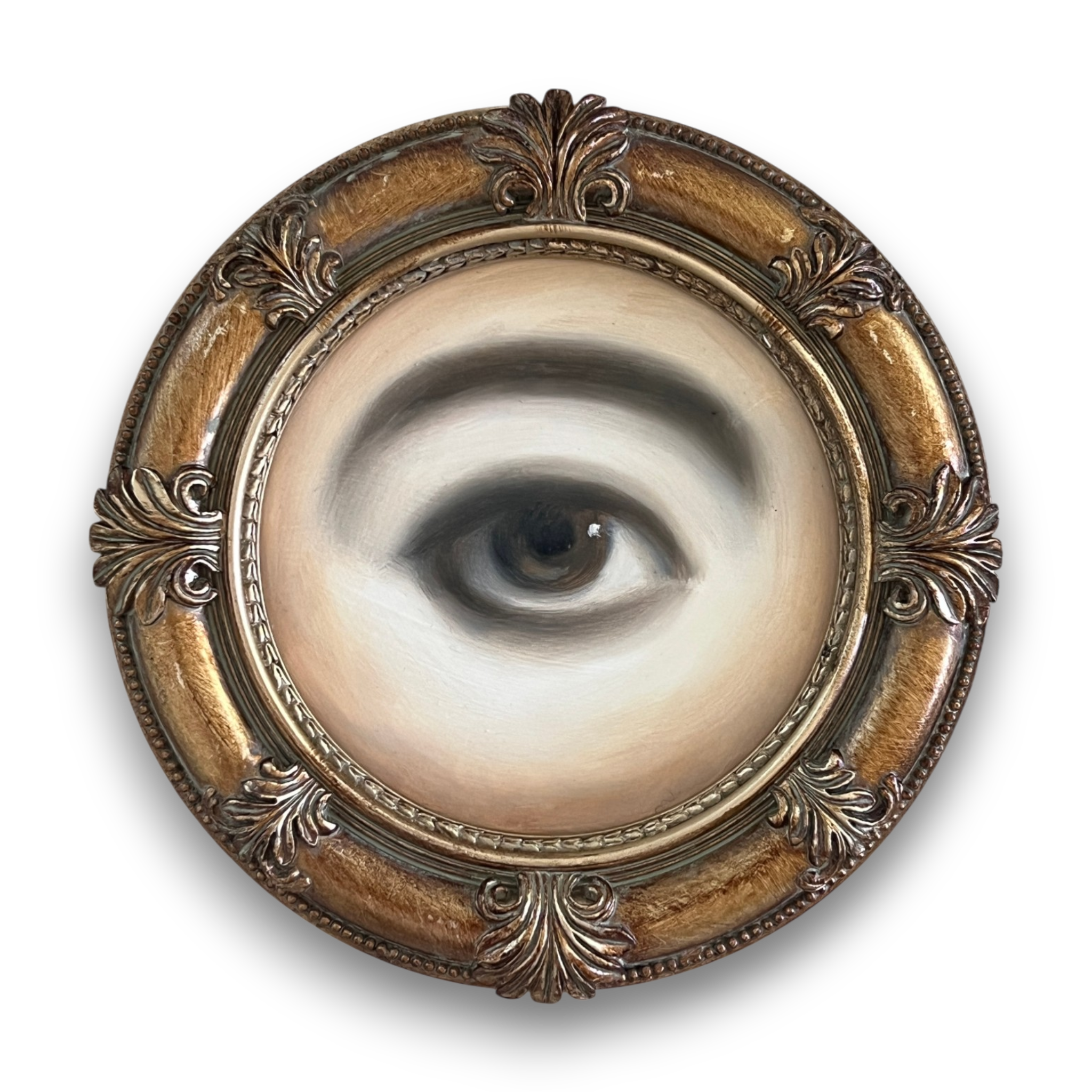 No. 3710 Lover's Eye Painting in a Round Gold Frame