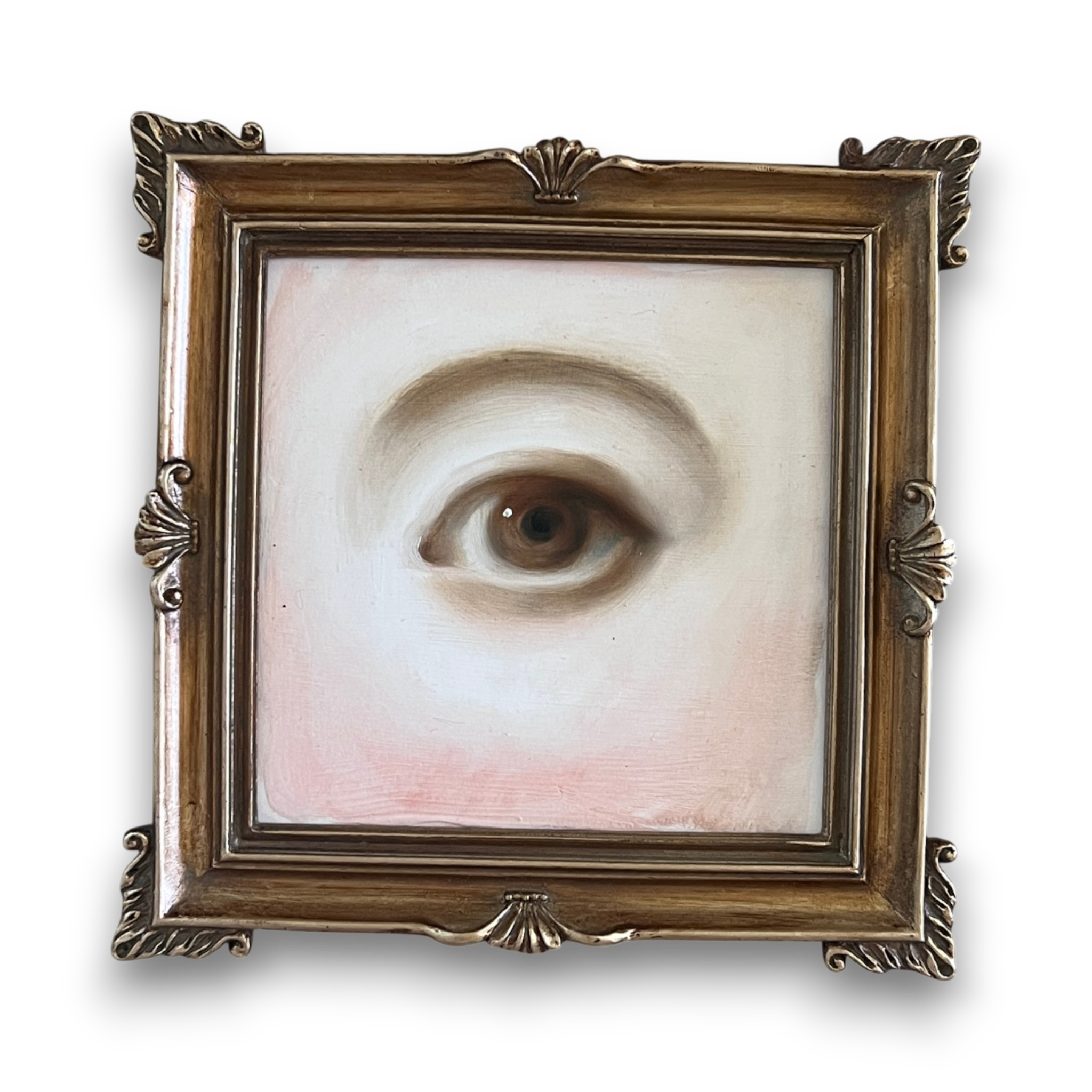 No. 3714 Lover's Eye Painting in a Square Gold Frame