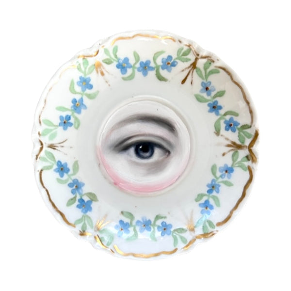 New! - Lover's Eye Painting on a French Forget-Me-Nots Garland Plate