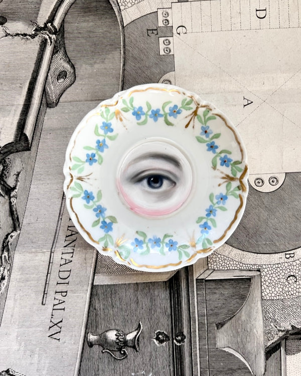 New! - Lover's Eye Painting on a French Forget-Me-Nots Garland Plate
