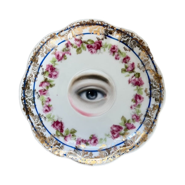 New! - Lover's Eye Painting on a Rose Garland Floral Plate