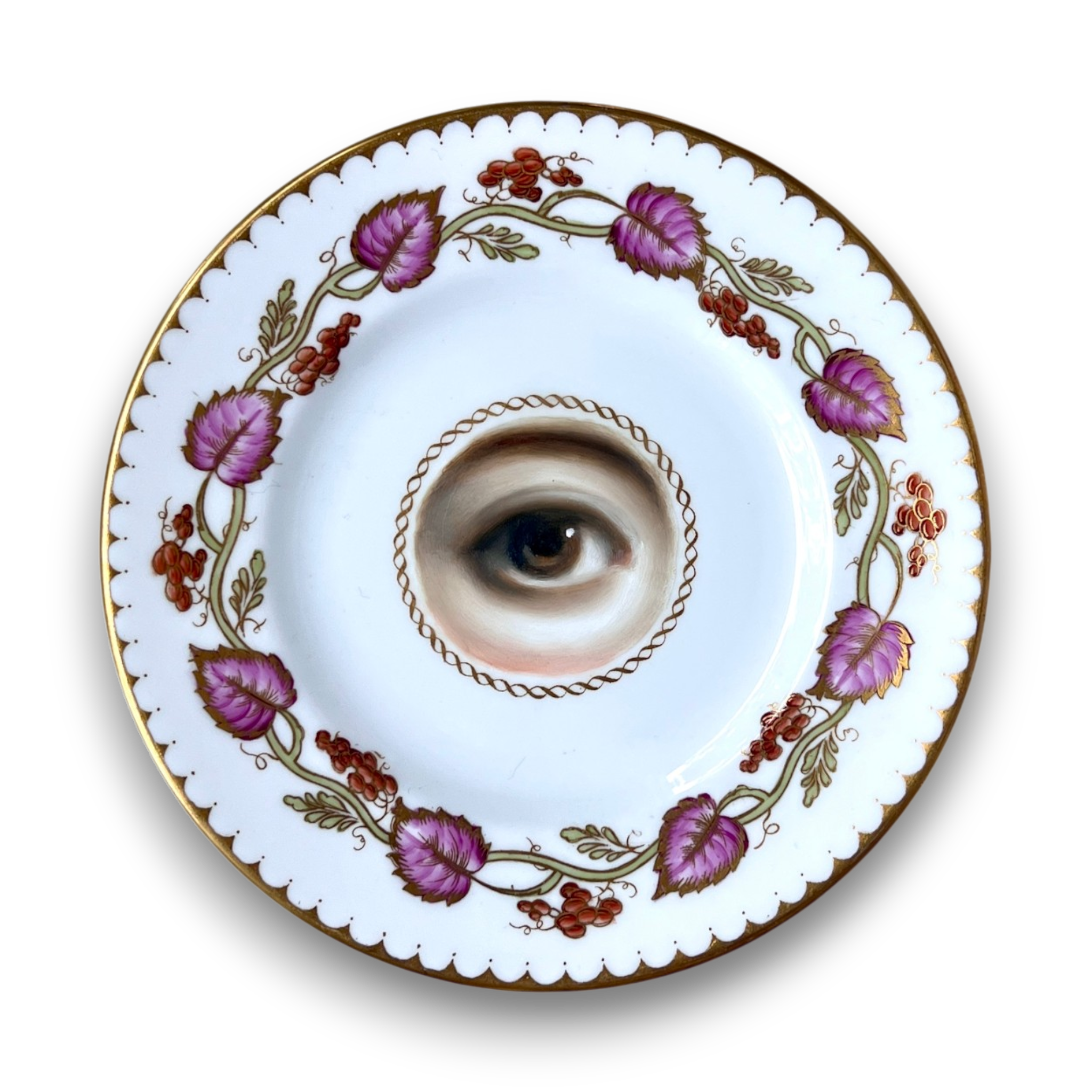 No. 3733 Lover's Eye Painting on a Royal Worcester Antique Plate