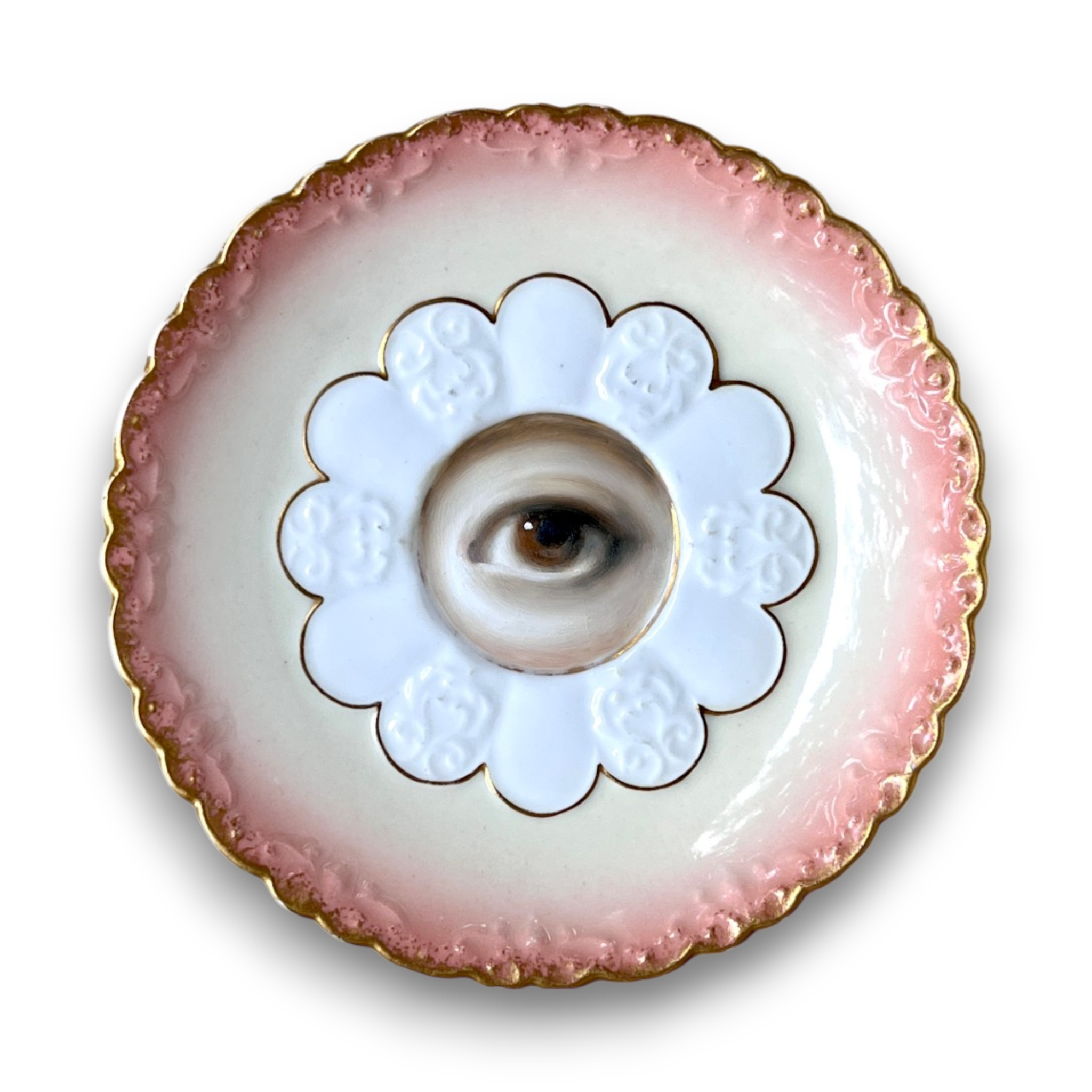 No. 3729 Lover's Eye Painting on an English Petal Plate