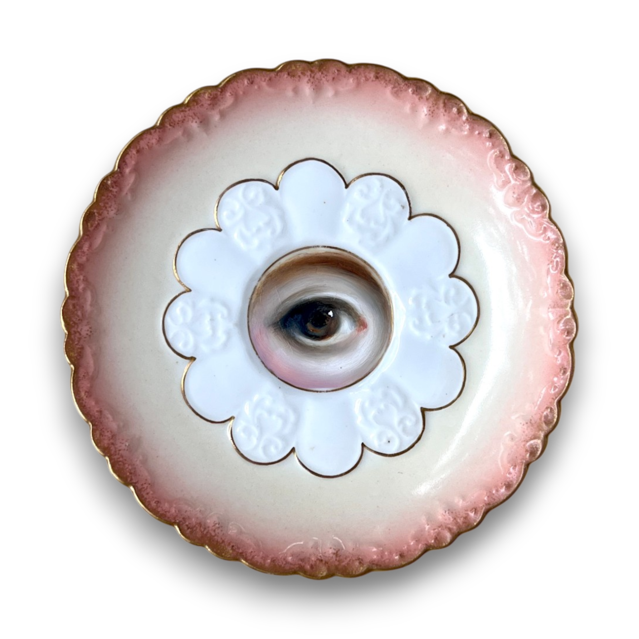 No. 3730 Lover's Eye Painting on an English Petal Plate