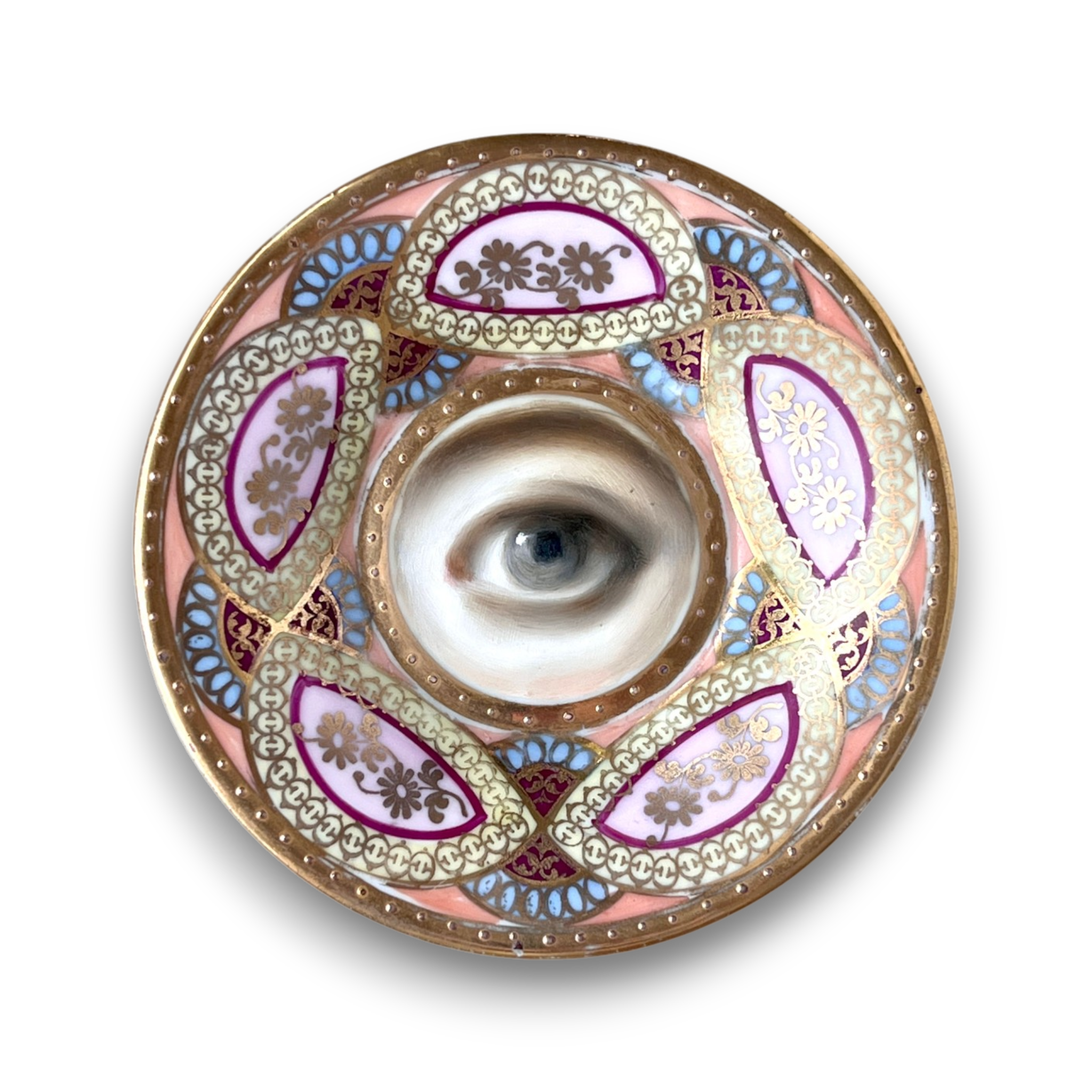 No. 3723 Lover's Eye Painting on a Pastel Victorian Plate