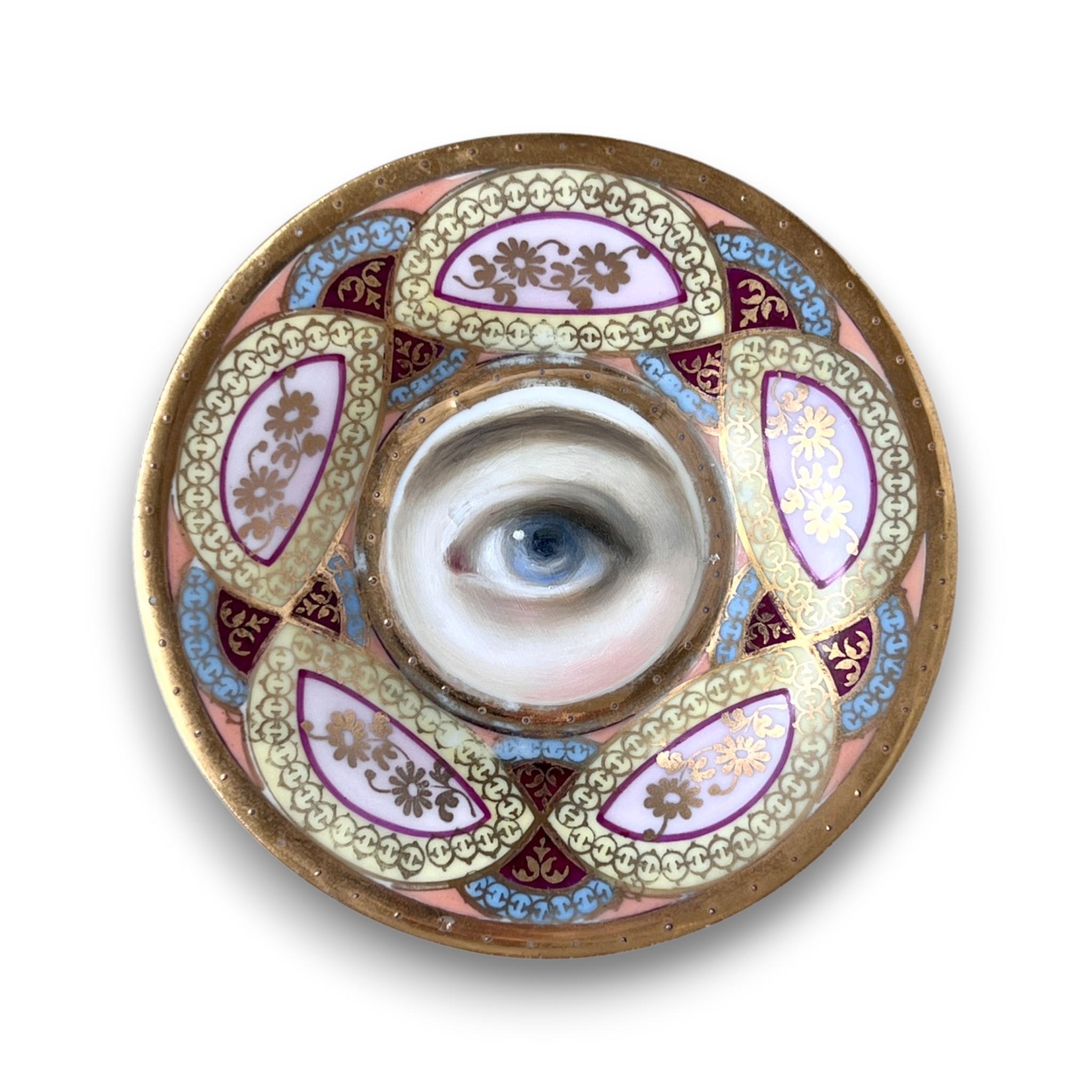 No. 3721 Lover's Eye Painting on a Pastel Victorian Plate