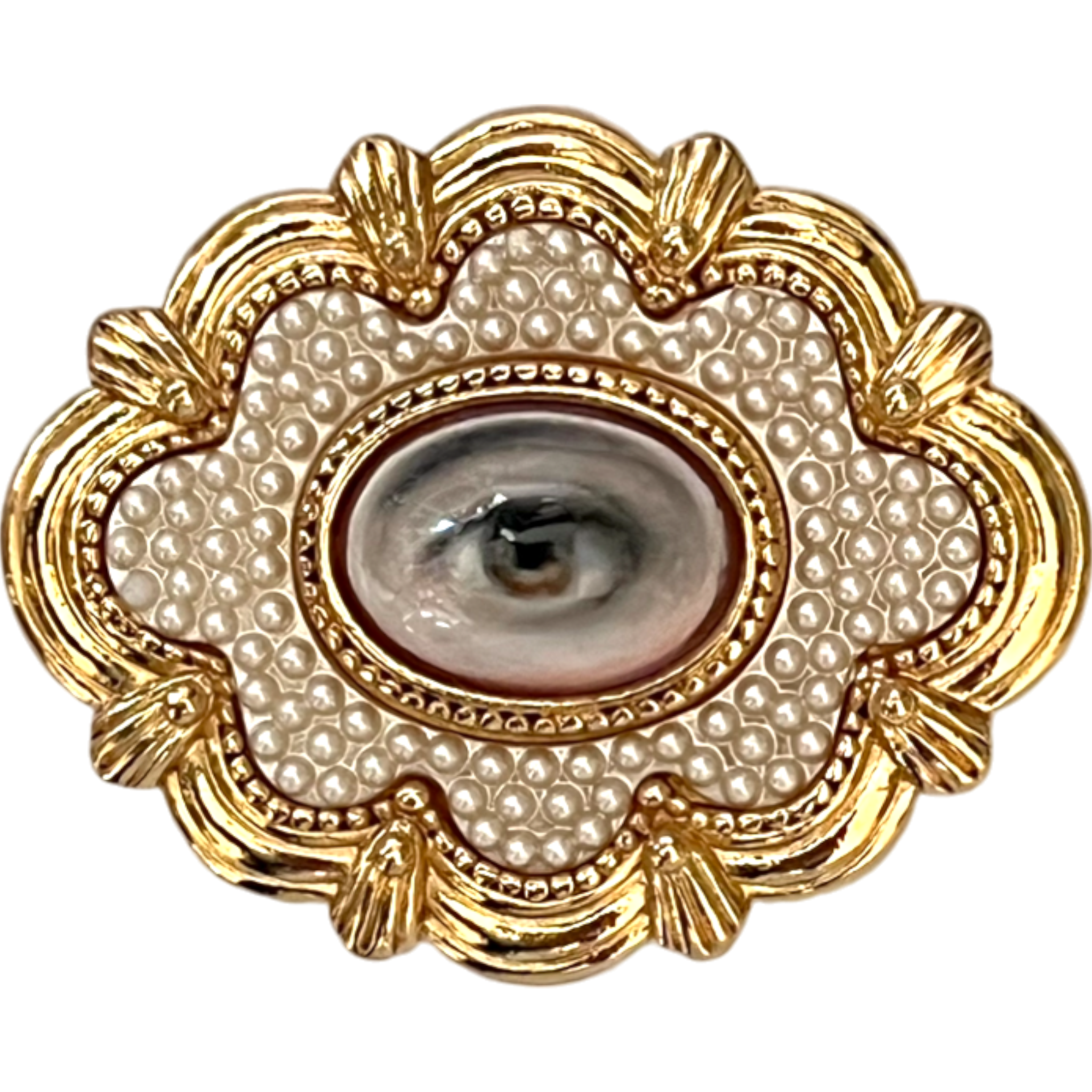 No. 2283 Lover's Eye Scalloped Faux Pearl Brooch