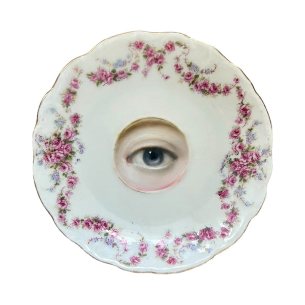 Lover's Eye Painting on a Bavarian Rose Garland Plate